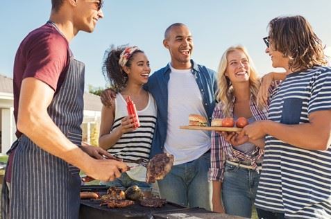 friends hanging out at labor day barbecue